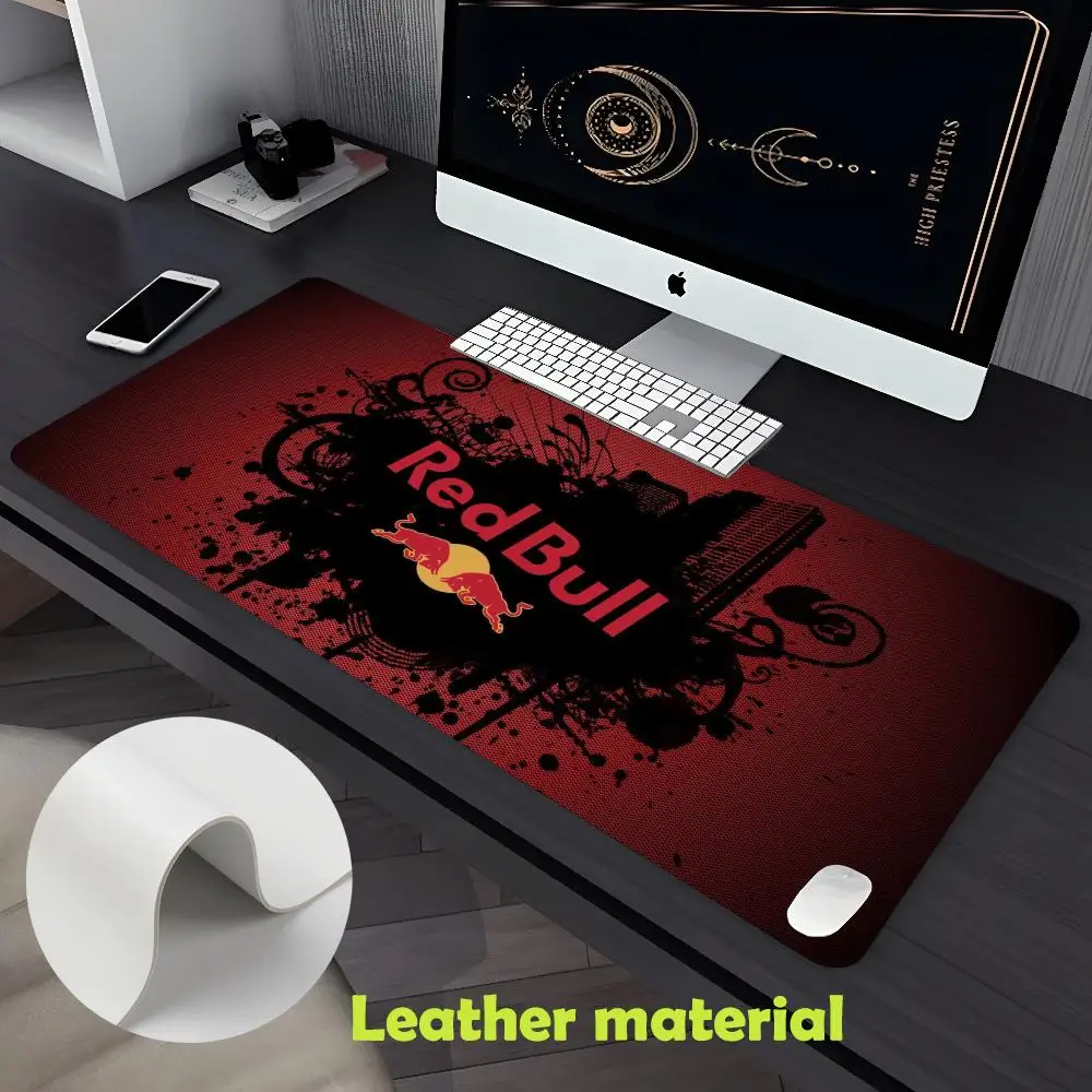 Коврик для мыши RED Energy drink Bull, большой игровой коврик XXL, Настольный коврик, нескользящий двусторонний игровой коврик для мыши из искусственной кожи, компьютерный кожаный коврик для клавиатуры