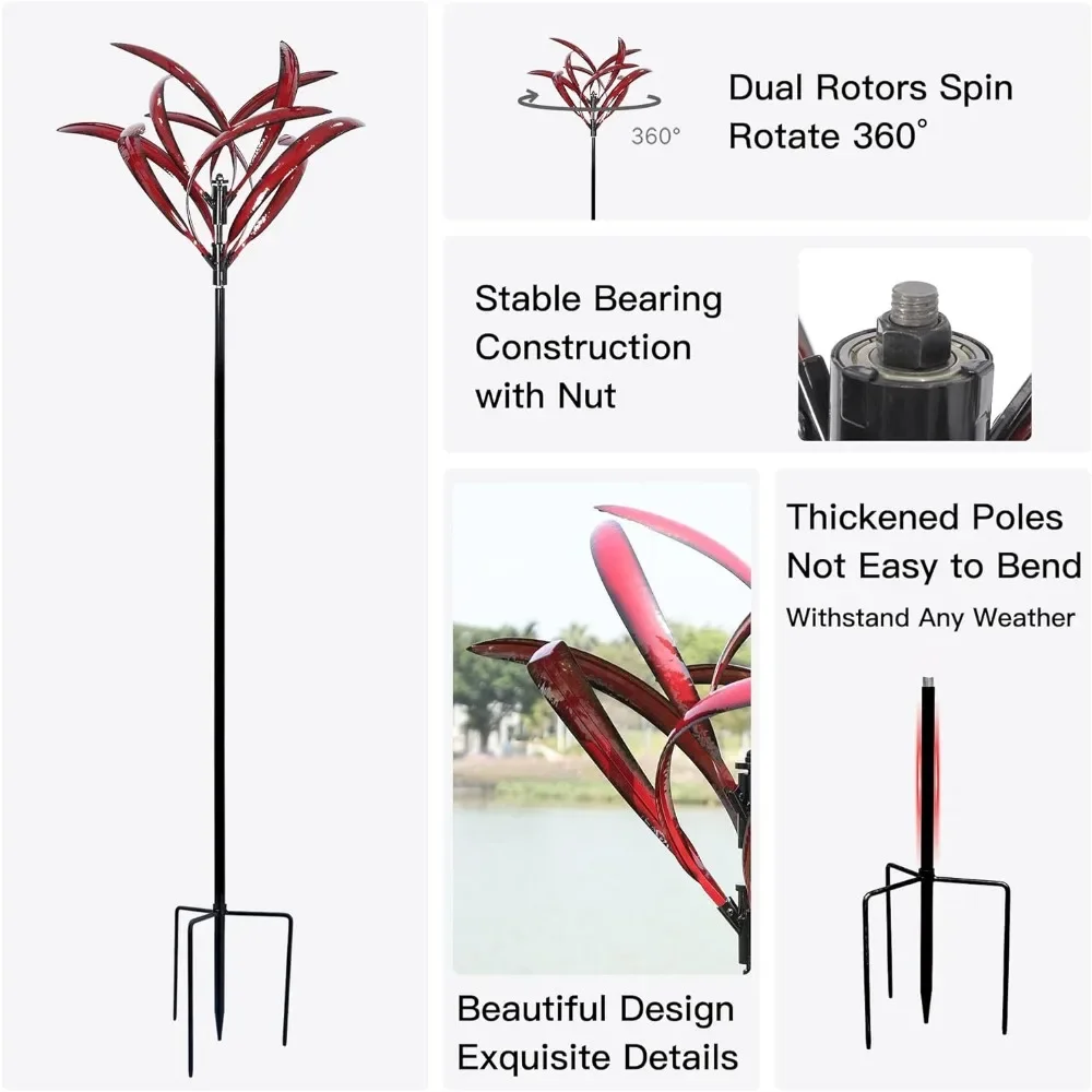 정원 바람 스피너, 대형 야외 금속 바람 스피너 조각, 잔디 마당 예술 장식, 정원 바람 스피너