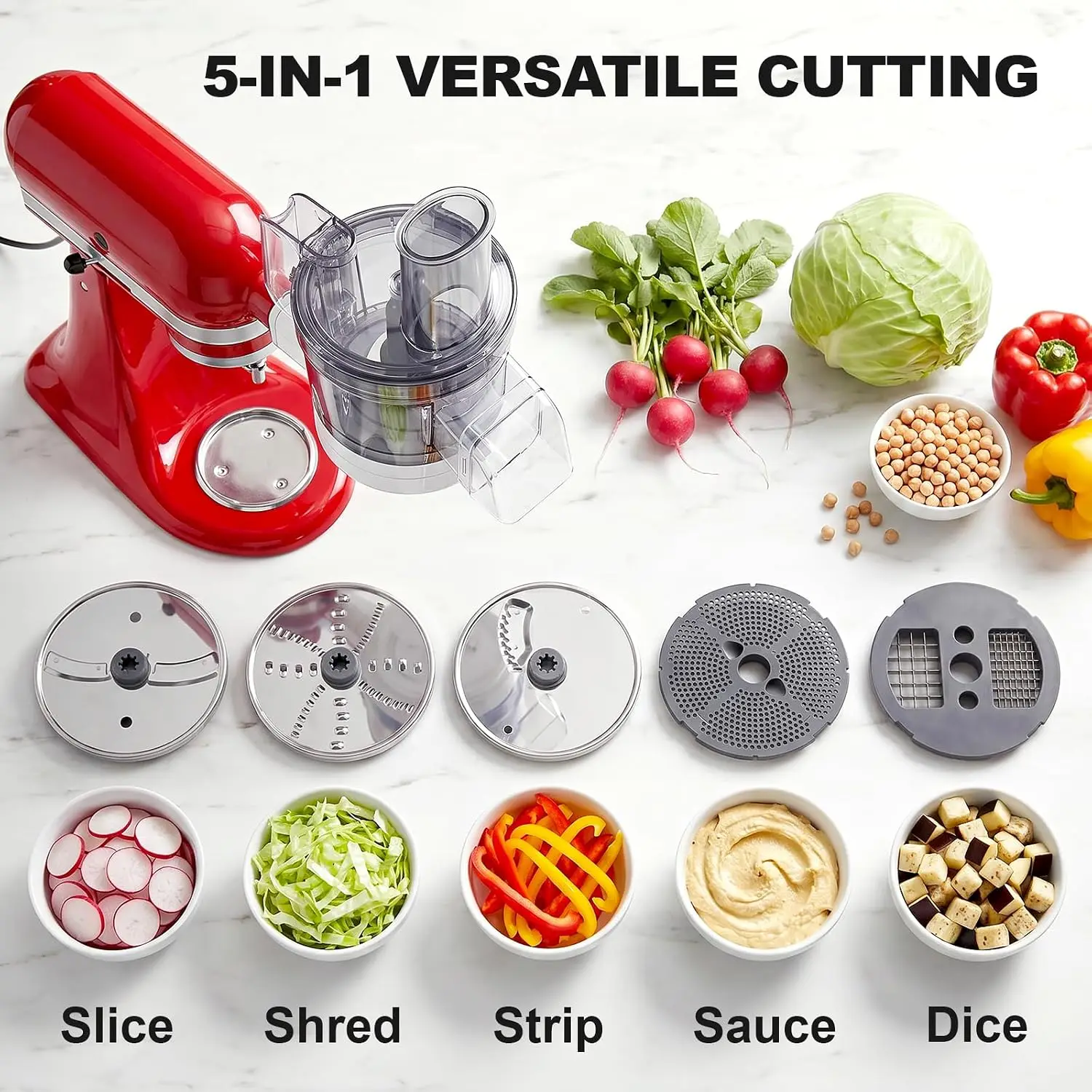 5-in-1 Food Processor Attachment for KitchenAid Stand Mixer