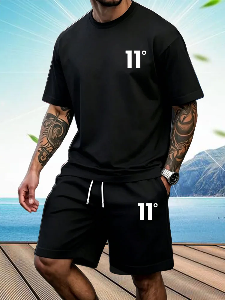 2026new men's sportswear short sleeved T-shirt and sports shorts summer casual jogging pants set men's two-piece set
