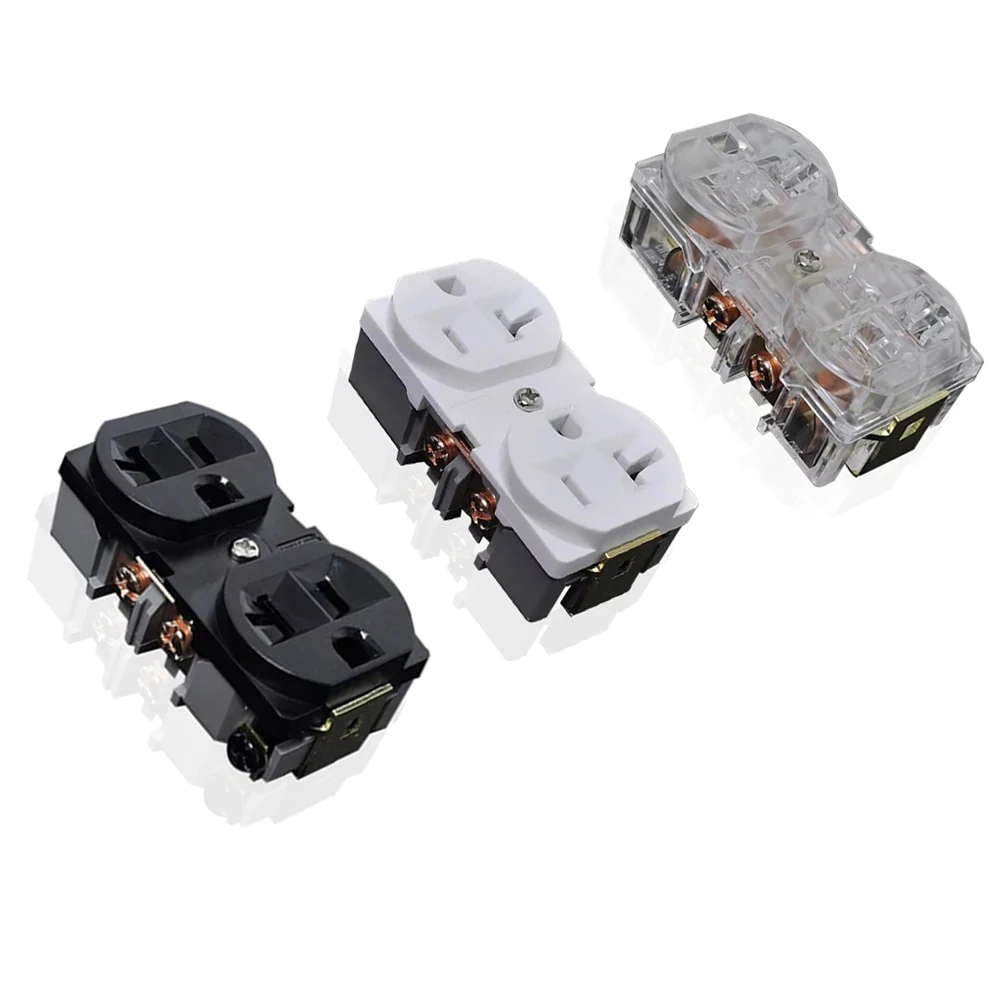 2pcs High Quality 20A 125V US AC Duplex Receptacles Wall Outlet Power Distributor HIFI AMP IEC Inlet 3 Pins Electrical Plug