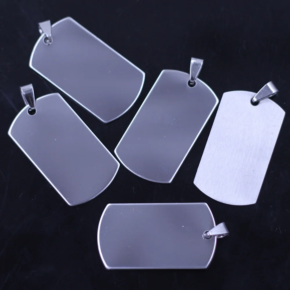 50Pcs Pendants Rectangle Blank Smooth Stamping Tags Stainless Steel Silver Tone Jewelry DIY Finding Charms 5x2.4cm(2