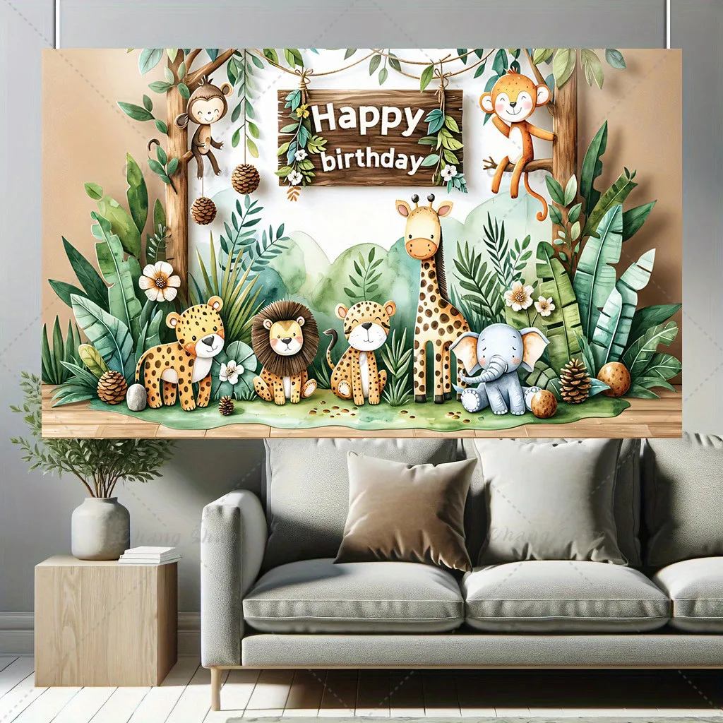 

Custom Forest Wild Animal Backdrops Newborn Baby Shower Birthday Party Photography Backgrounds Jungle Safari Theme Photo Studio