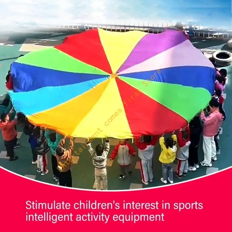 Rainbow Umbrella for Adults Kids Sports Toy Kids Parachute Outdoor Play Equipment Parachute Props Rainbow Parachute Toy 55KD