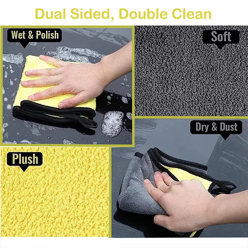 Microfiber Cleaning Towel Super Absorbent Thicken Soft Drying Cloth Car Body Washing Towels Double Layer Clean view 5