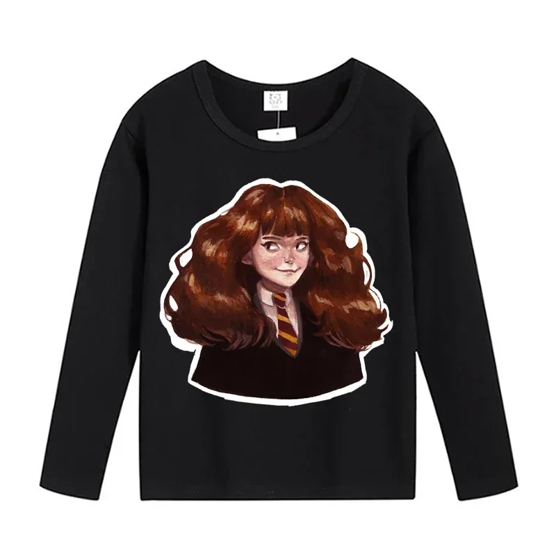 Magic School  Clothing Boy Girl Long Sleeve T-shirt Cotton Anime Clothes Tee Comfortable Top Cartoon Shirt Kid Birthday Gifts