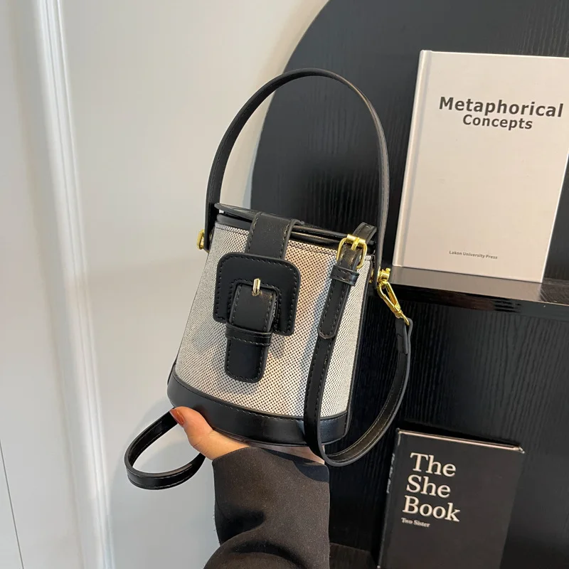 2023 New High Quality Canvas Retro Bucket Handheld Crossbody  Bags for Women