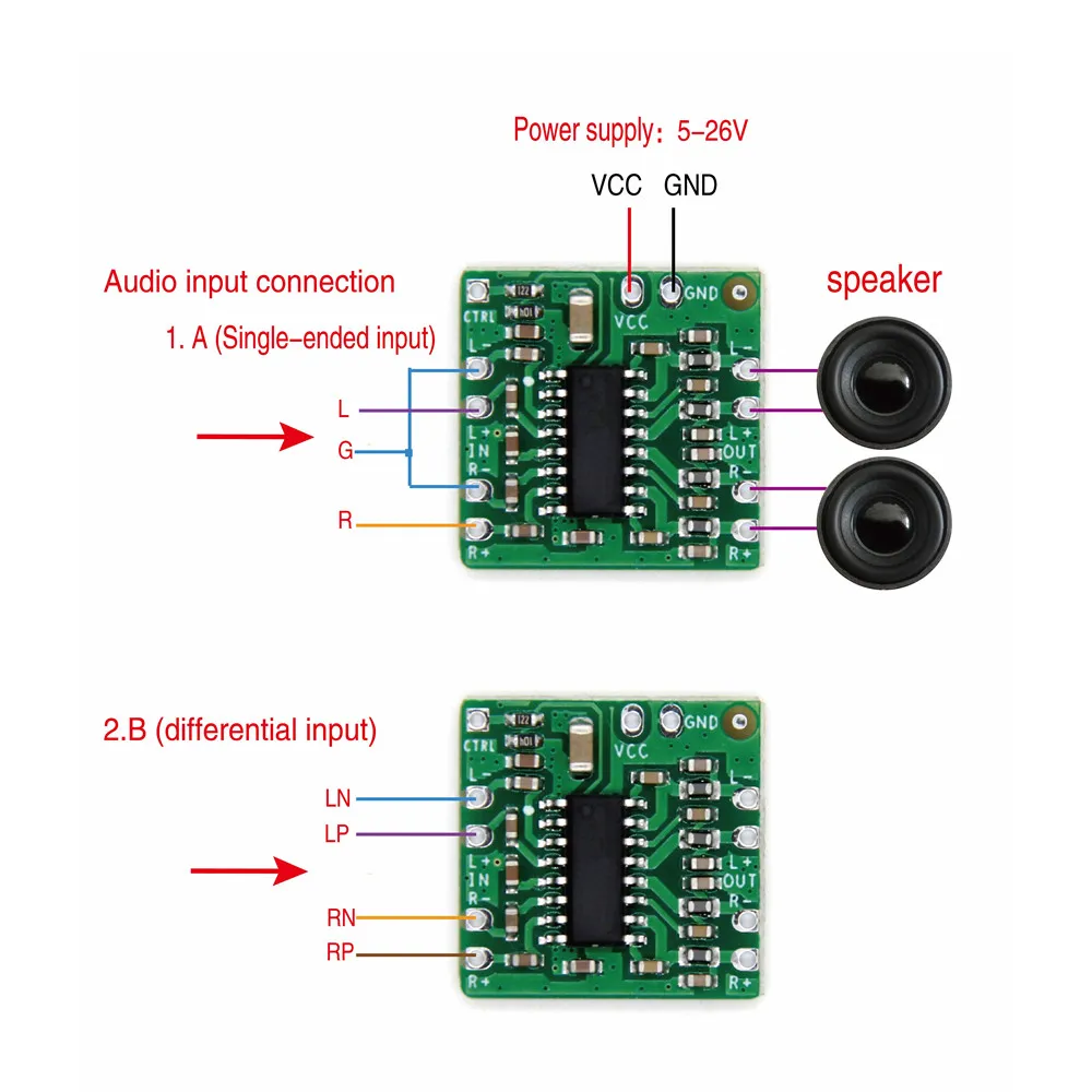 5v-26V Differential Single-ended Power Amplifier board 2x15W 20W 30W 42W Digital Class D Audio Power Amplifier