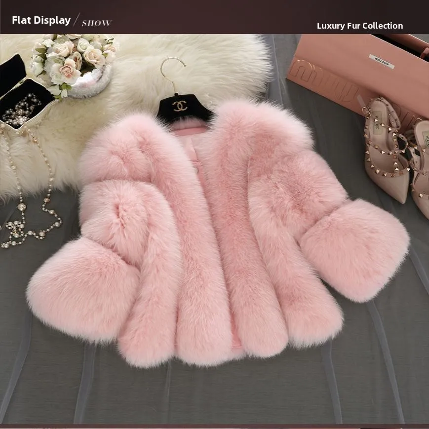 

Haining Fur ort Jaet Women's Casual Sle Fur Coat Polyester Fiber 2026 Winter Season Made in China Ladies Premium