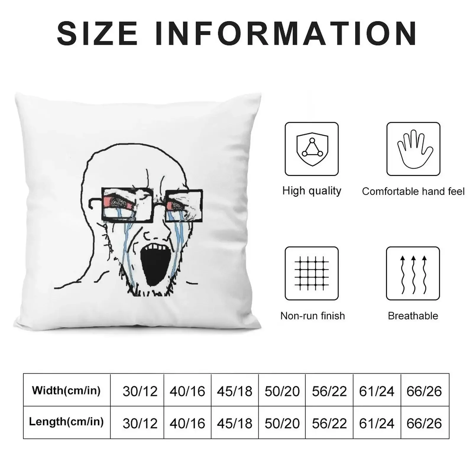 Cying Glasses Soyjak Throw Pillow Sofa Cushion Cover Elastic Cover For Sofa Christmas Cushion For Home pillow