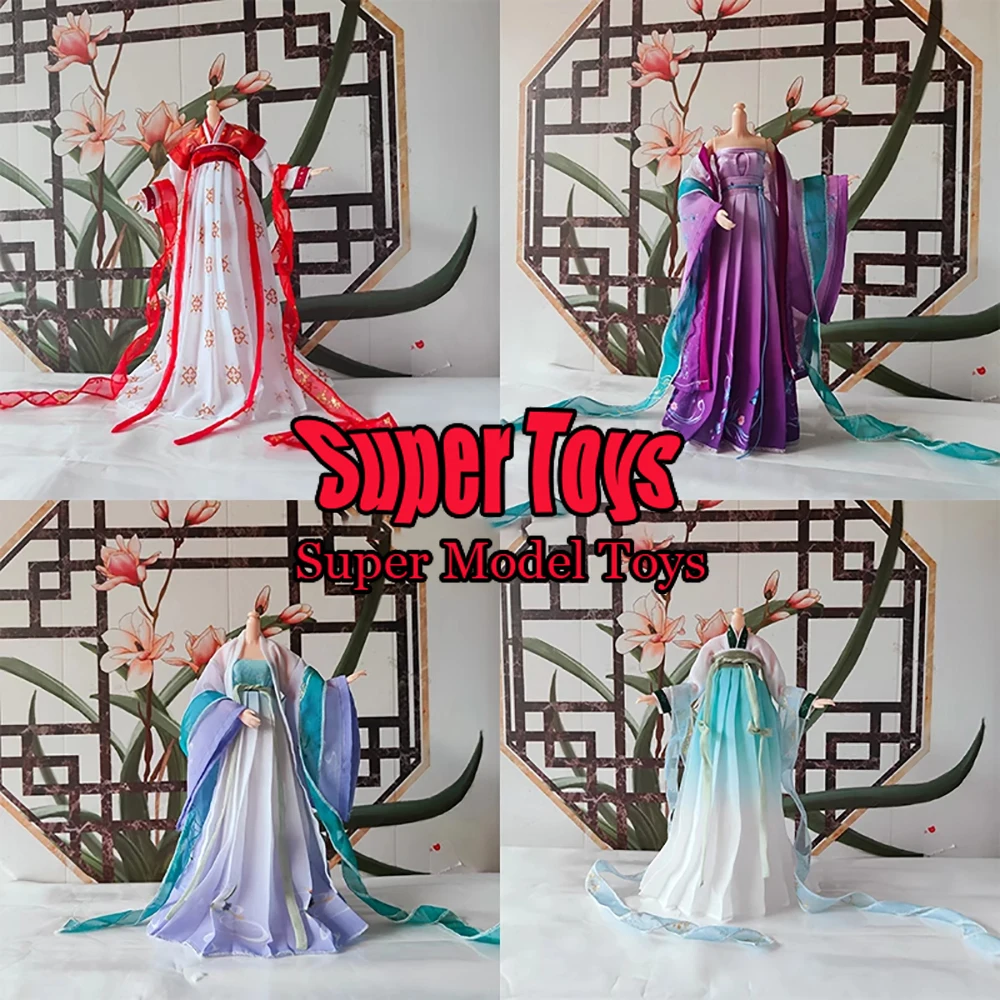 

In Stock 1/6 Scale Female Soldier Clothes Accessory Long Ancient Style Printed Hanfu Fit 12-inch Action Figure Model Doll