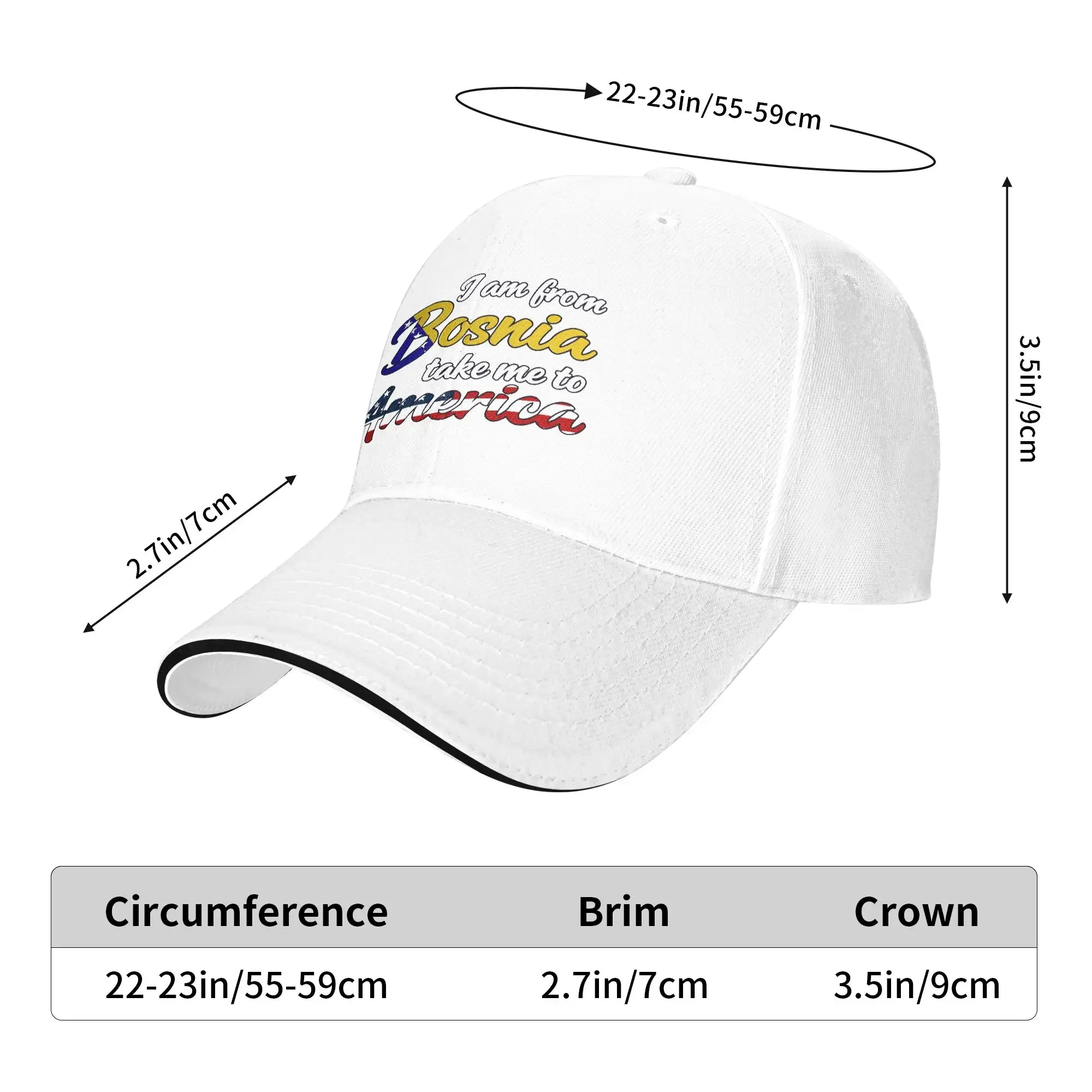 Custom I Am From Bosnia Please Take Me To America Casual Baseball Cap Tennis Skate Trucker Hat Summer Stylish Baseball Caps