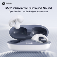 Picun  Open Ear Wireless Earbuds Bluetooth 5.3 with Microphone Clip On Ear Headphones with Charging Case Compatible with iPhone