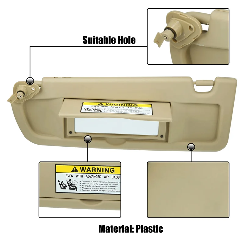 83280-SNA-A01ZB Left Driver Sun Visor Assy Beige for Honda Civic 2006-2011 Car Sunshade Makeup Mirror 83280SNAA01ZB