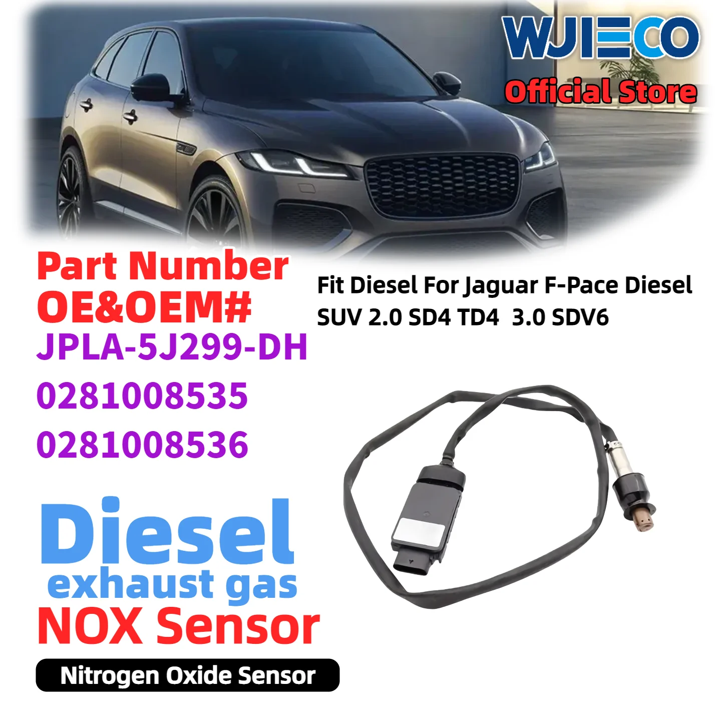 

Высокочастотный датчик JPLA-5J299-DH nox Sensor для Jaguar F-Pace Diesel SUV 2.0 SD4 TD4 3.0 SDV6 Diesel Датчик оксида азота WJIECO