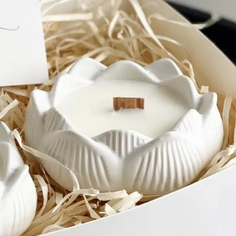 Lotus Candlestick Silicone Mold DIY Handmade Storage Box Plaster Concrete Resin Candle Holder Craft Casting Molds Home Decor