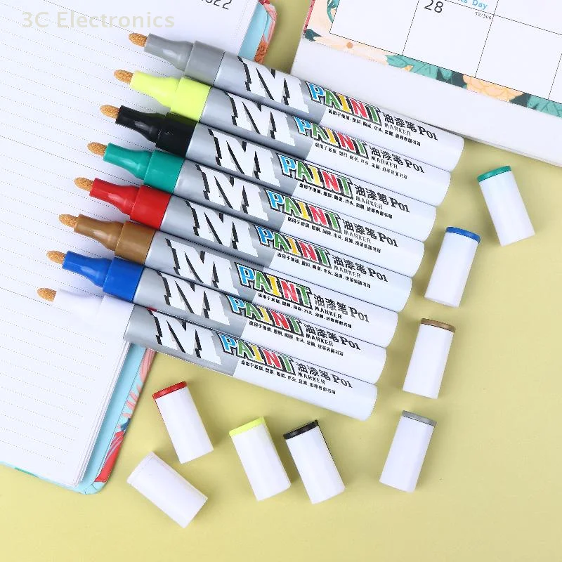 1개 방수 마커 페인트 펜 빠른 건조 서명 펜 차량 터치업 페인트 타이어 오일 마커 문구류