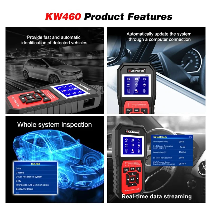 KONNWEI Brand Exclusive Obd2 Scanner For Mercedes-Benz  Airbag Oil ABS EPB DPF SRS TPMS Automotive Engine Code Reader Fault Tool