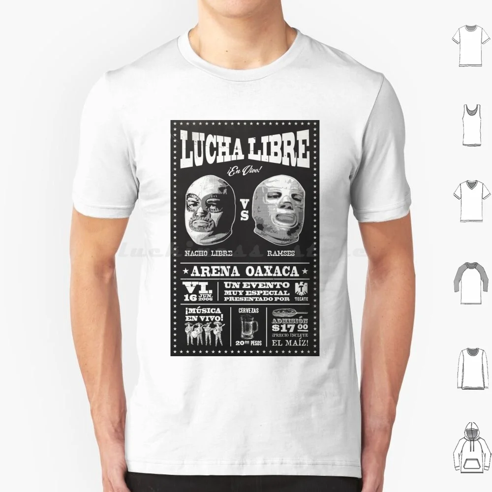 Nacho Libre camiseta 6xl algodón Cool Tee Nacho Libre Jack Black Ramses Lucha Libre película Luchador lucha mexicana para hombres