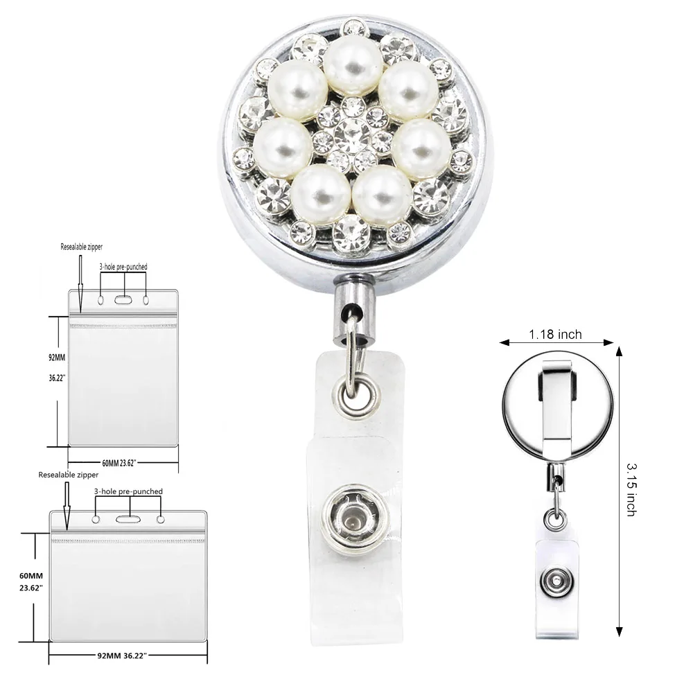 Nurse Badge Name Plate Door Id Holder Heavy Duty Retractable Reel Belt Clip Steel Cord Metal Case Release Hook