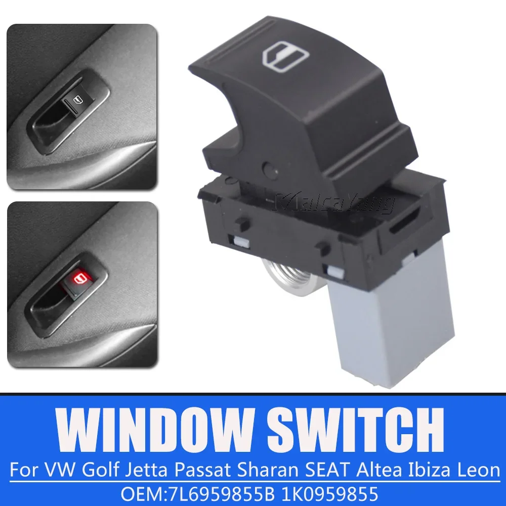 Window Switch Control Button For ALHAMBRA ALTEA XL IBIZA V LEON TOLEDO VW Polo 6R Tiguan Jetta Golf 5 Passat B6 B7 CC 7L6959855B