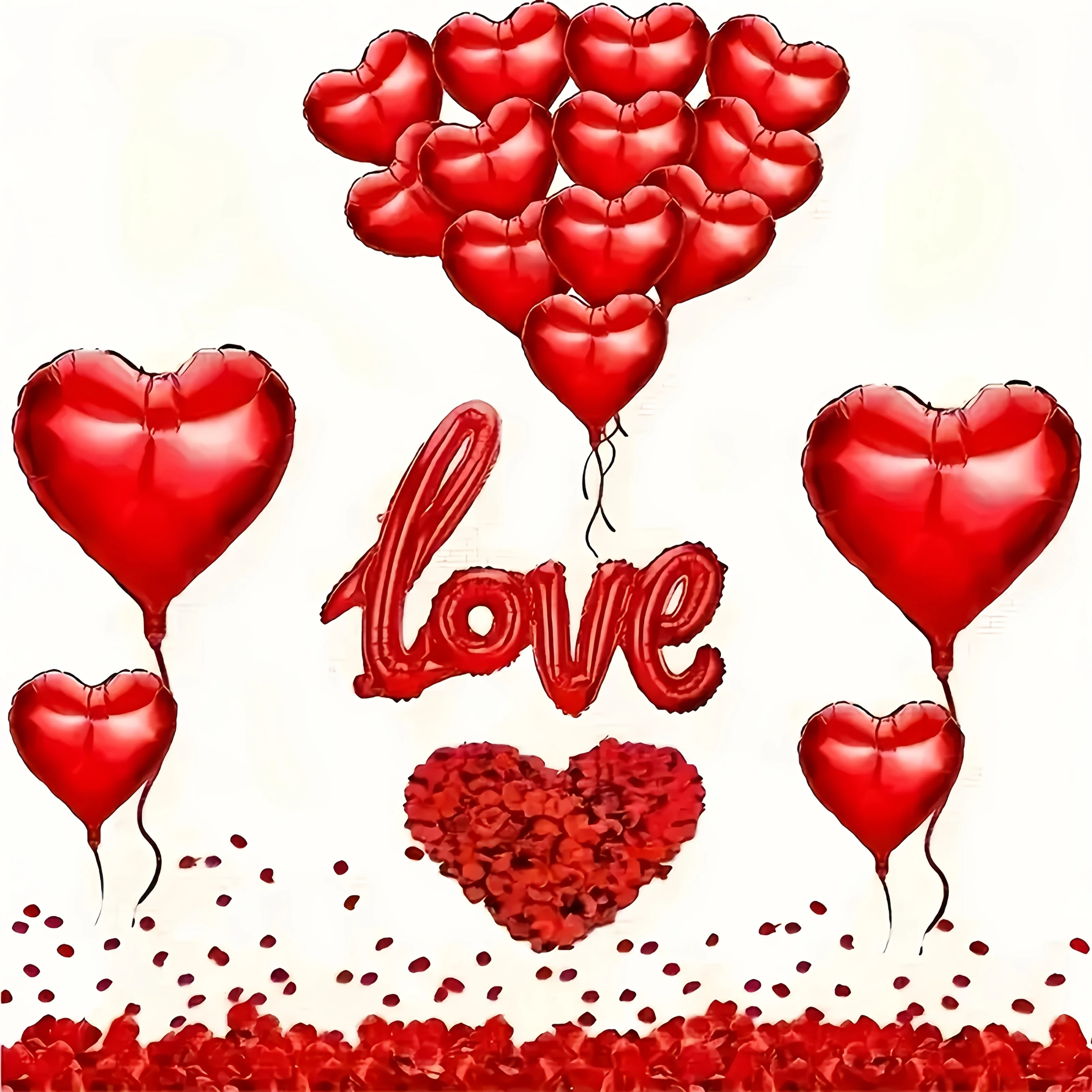 Valentinstag-Ballon-Set, 25,4–45,7 cm, herzförmiger Aluminiumfolienballon, Liebesballon, Vorschlag, Hochzeitstag, Dekoration
