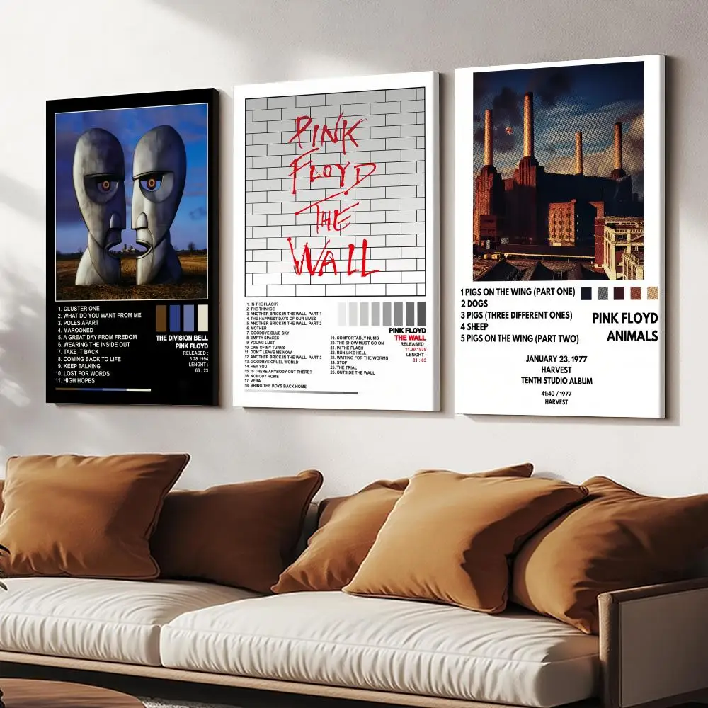 Rock Band P-Pink F-Floyd Painting Calligraphy Wooden Framed Canvas Poster Wall Art HD Waterproof Print Home Decor