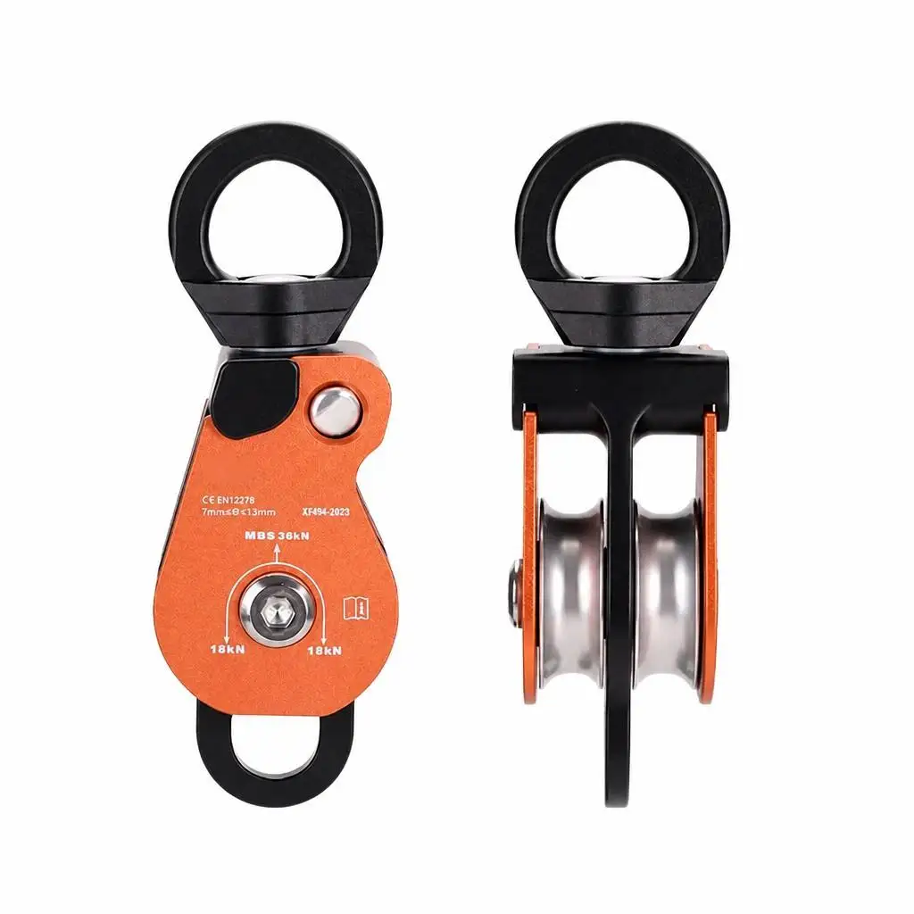Aluminum Omnidirectional Pulley Rotating Hoist Ring Climbing Gear Rappelling Tree Fall Protection Safety Belt Stainless