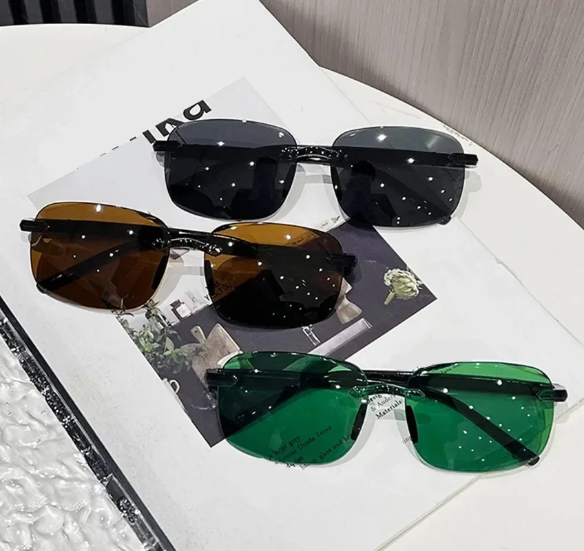Rimless Stylish Trendy Sunglasses Minimalist Daily Casual Sun Glasses Accessory PC Everyday Eyewear view 2