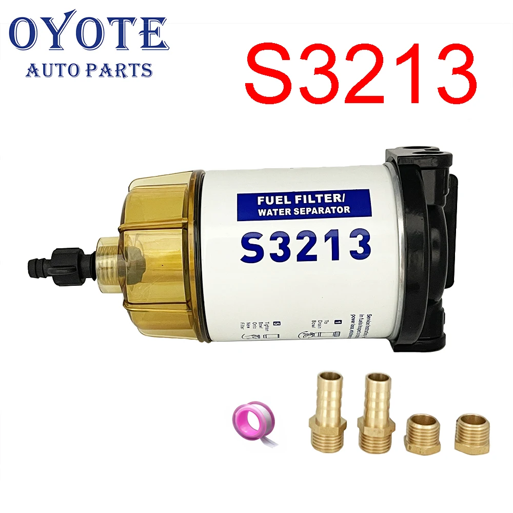 OYOTE S3213 Fuel Water Separator Filter Assembly For Mercury Yamaha Racor Sierra Quicksilver Boat Engine 10 Micron Kit