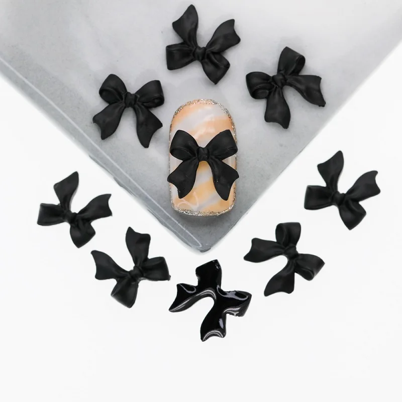 50 stücke Bogen Harz Nail art Charms Dekoration Schwarz Weiß Lange Band Bowknot Ornament Nägel Schmuck Design Kawaii DIY Zubehör – Detail 8