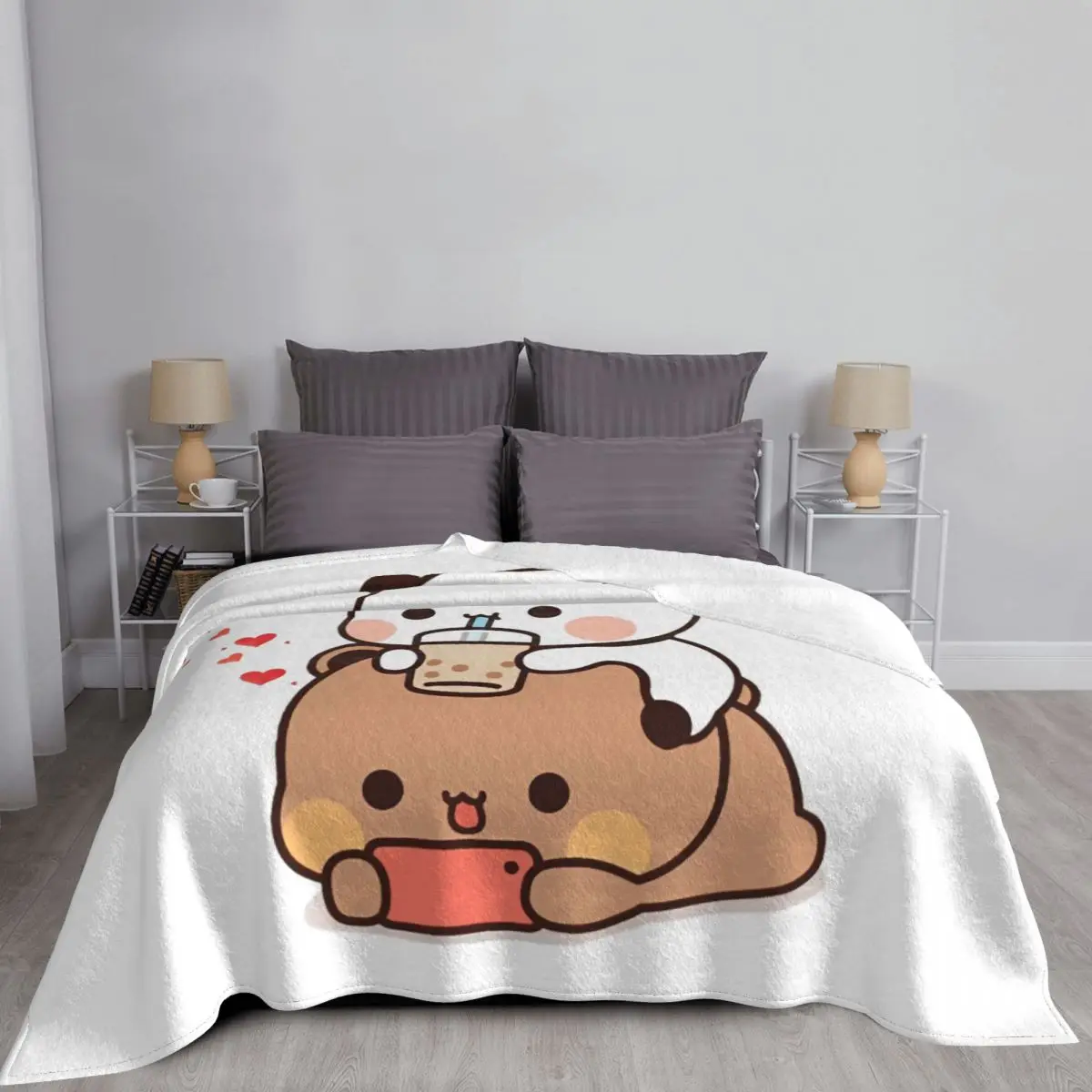 Bubu Dudu Chilling Blanket Flannel Print Portable Lightweight Thin Throw Blankets for Sofa Couch Plush Thin Quilt