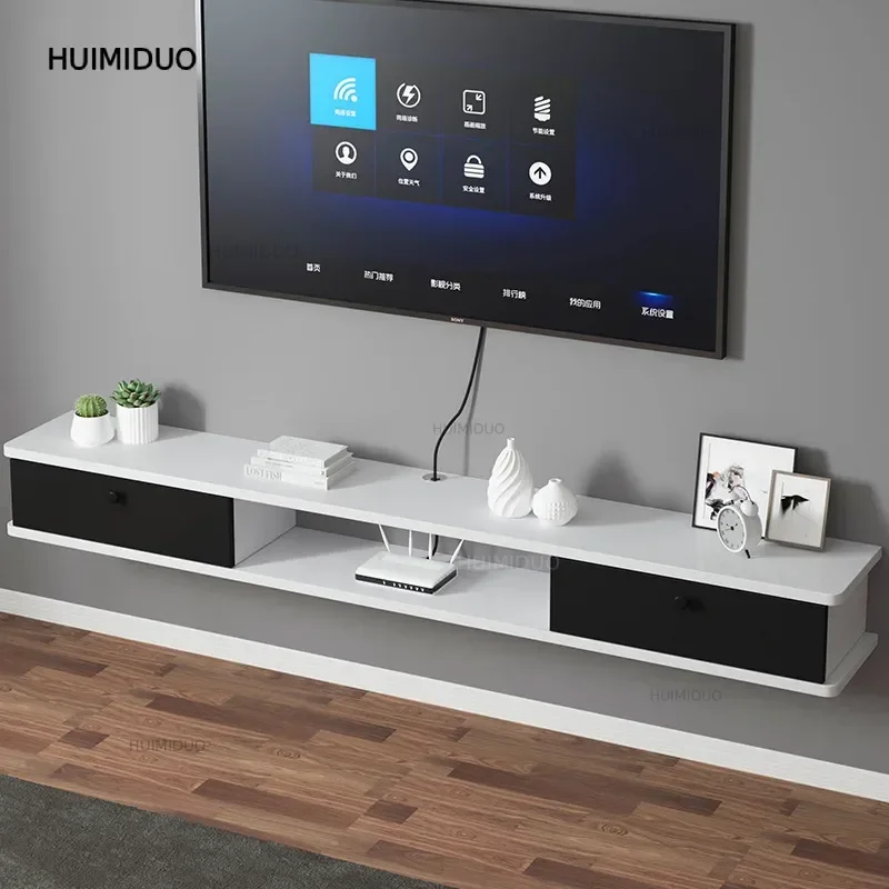 Simple Modern Eco-Friendly Space-Saving Wall-Mounted MDF Panel Adjustable TV Cabinet Floating Set-Top Box Storage Home Furnitu