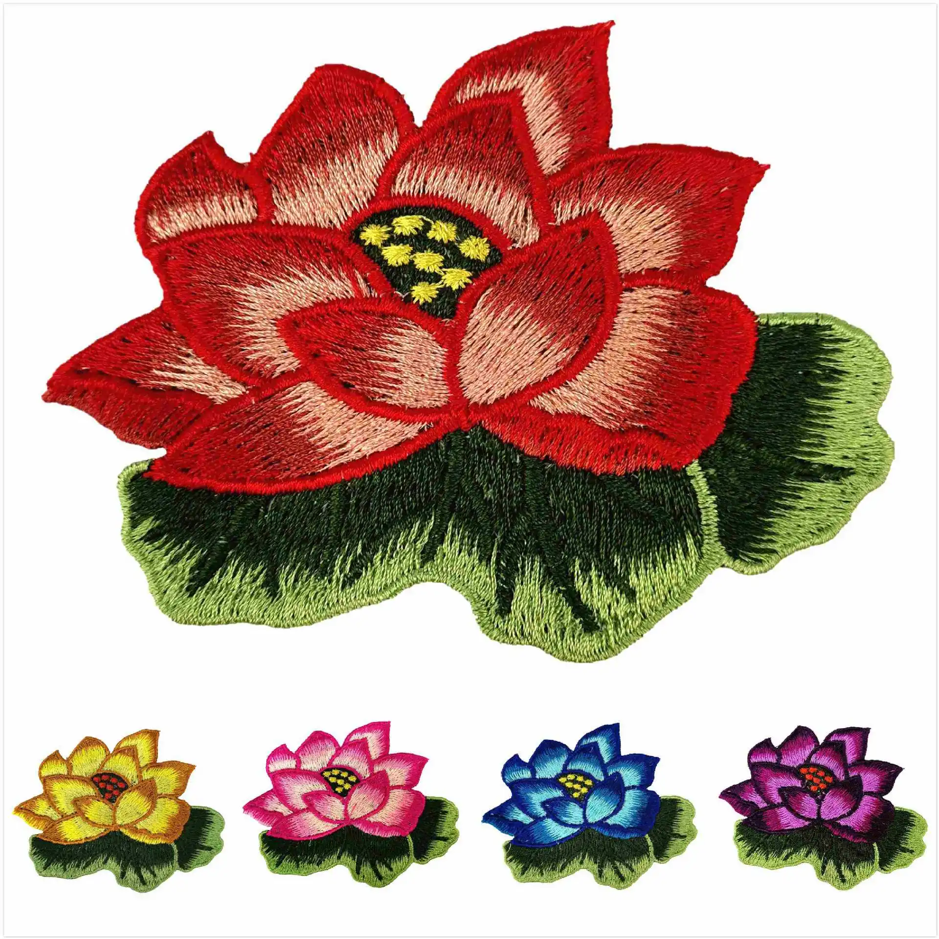 

4PCS New 6-color thick and dense small lotus flower-patterned wrist cheongsam accessories DIY water-soluble embroidery appliquet