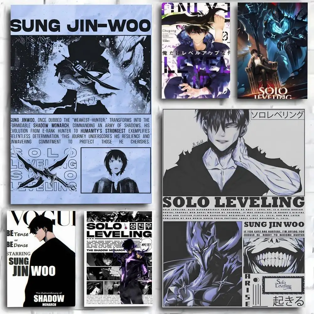 Solo Leveling Sung Jin Woo Anime-Poster, Kunstdruck im Anime-Stil, Heimdekoration, ideales Geschenk, perfekte Raumdekoration