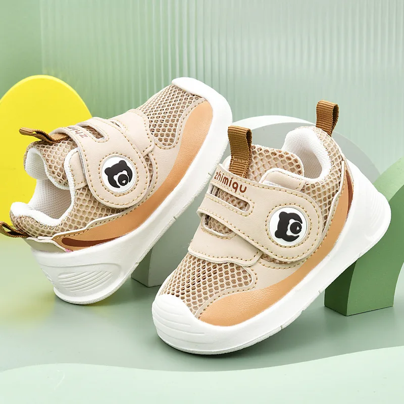 Zapatos transpirables de verano para niños pequeños, Zapatillas de malla de aire a la moda para bebés y niñas, zapatillas antideslizantes de suela