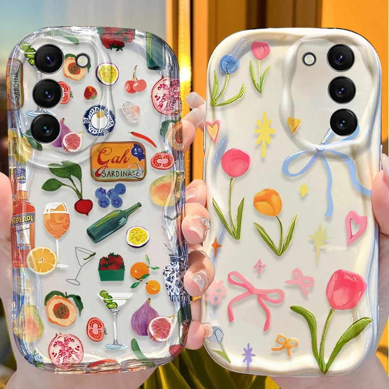 

Tulip Wave Case for Samsung Galaxy S25 S24 S23 S22 S21 Ultra Plus S20 FE A73 A72 A71 A56 A55 A54 5G A52 A52S A51 4G Soft Cover