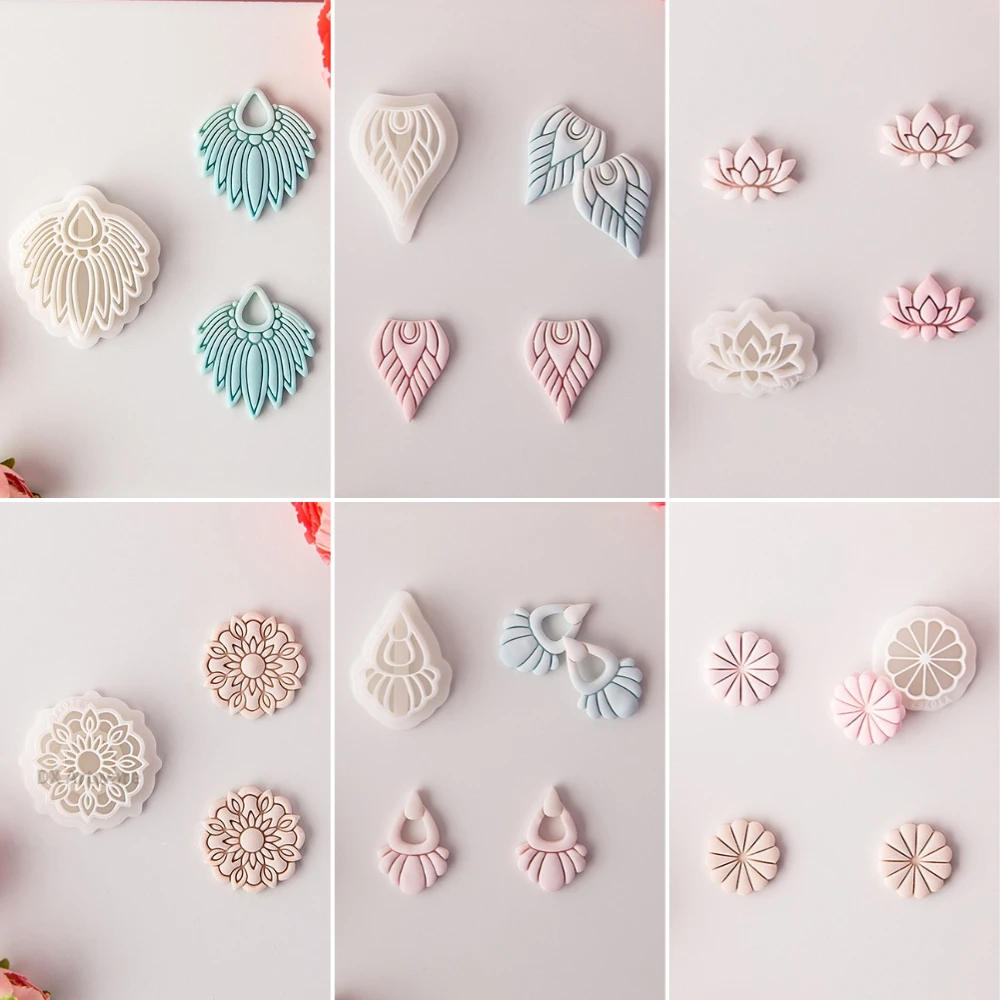 Exotic Style Creative Vintage Flower Pattern Polymer Soft Clay Molds Cutters For DIY Earring Pendant Making Jewelry Hand Tools