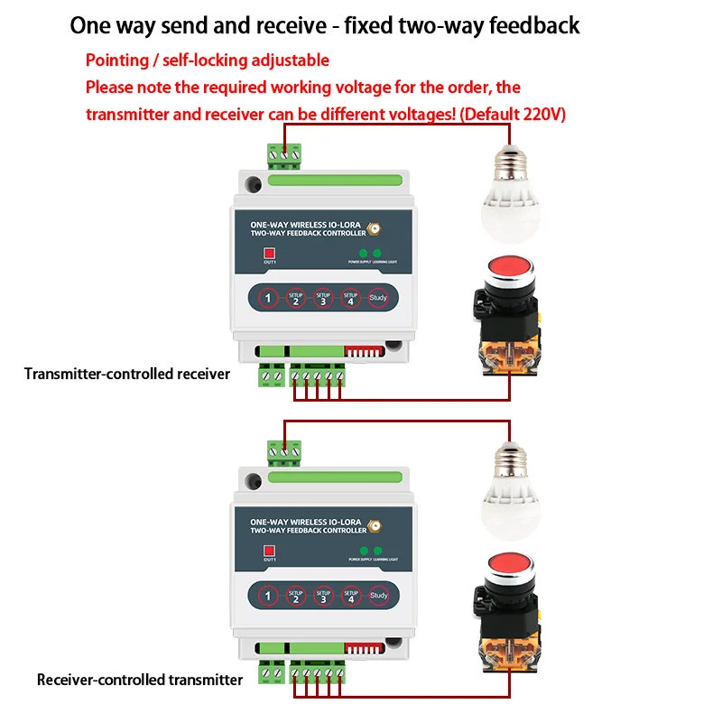 Wireless Remote Control IO Module PLC Remote Control Switch Bidirectional Feedback DC12V 24V AC220V 380V