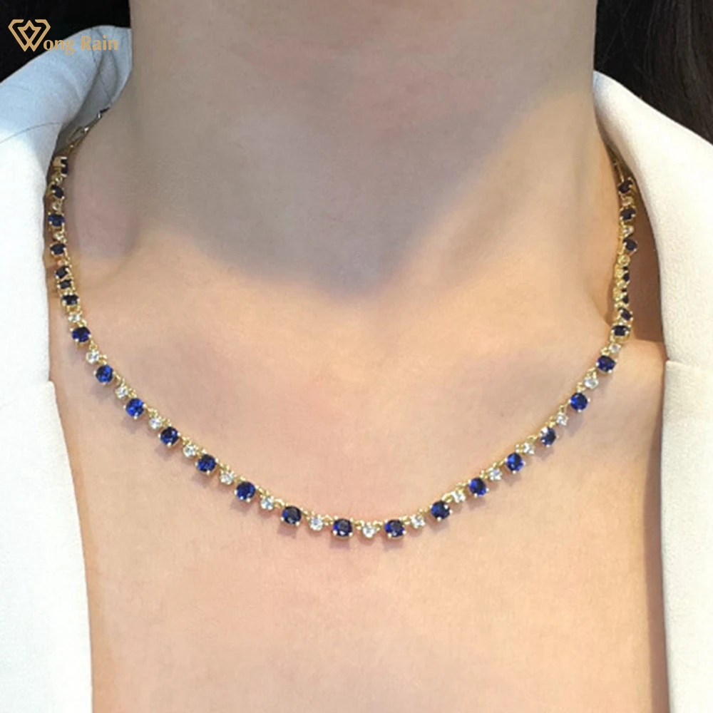 

Wong Rain Vintage Solid 925 Sterling Silver Sapphire Ruby High Carbon Diamond Gems Women Necklace Fine Jewelry Anniversary Gifts