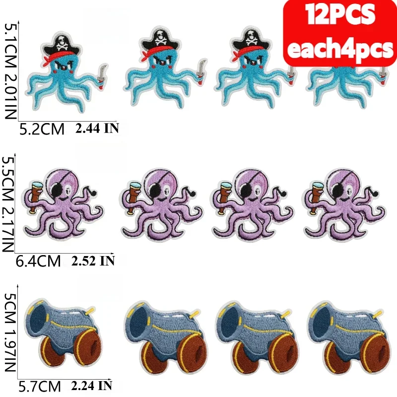 

10/12PCS Wholesale Pirate Ship Embroidery Cloth Treasure Map Label Cartoon Telescope Patch Children's Team Decoration Ironing