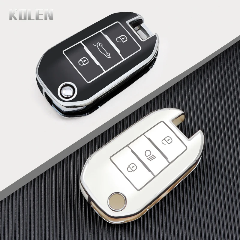 New TPU Car Flip Key Case Cover Shell For Peugeot 208 3008 308 508 408 2008 307 4008 For Citroen C4 C3 C6 CACTUS C8 Accessories