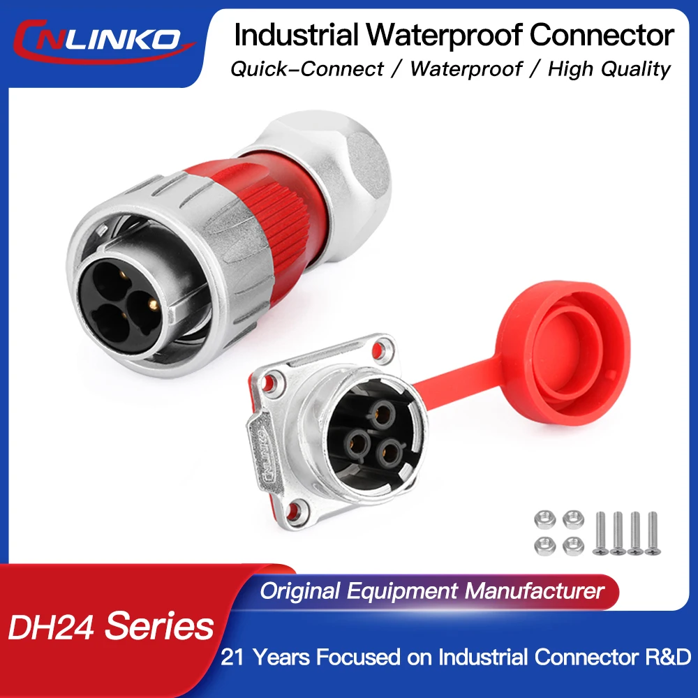 

CNLINKO IP68 M24 GEN2 Metal Shell Waterproof Connector 3~24Pin E-bike Charging Power Aviation Panel Socket Electrical Cable Plug
