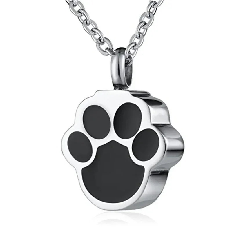 Pet Cat Dog Paw Print Cremation Jewelry for Ashes Wearable Urn Necklace Keepsake Memorial Pendant for Women Men Pet Urns