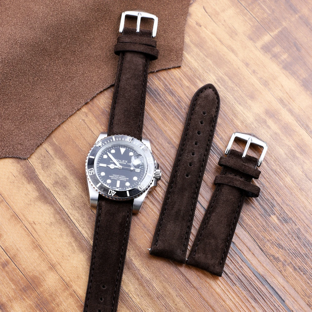 Vintage Suede Leather Watch Band 16mm 18mm 19mm 20mm 22mm Coffee  Watch Strap Replacement Wristband for Men Women Watchband