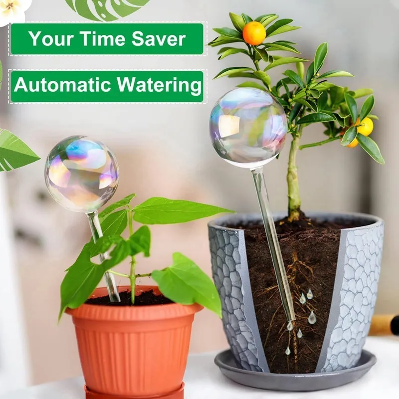 Plant Rainbow Watering Globes Self-Watering Stakes,for Indoor Plants,Water Bulbs for Plants for Vacation, Travel
