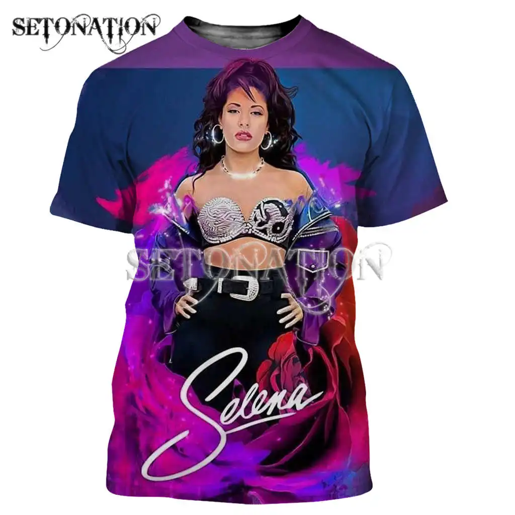 Selena quintanilla-Camisetas estampadas en 3D para hombre y mujer, ropa de calle moderna, estilo Harajuku, Verano