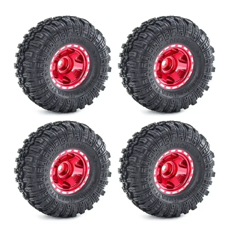 

4pcs 57mm 1.0" Metal Beadlock Wheel Tire Set For 1/18 RC Crawler Car TRX4M SCX24 FMS24 Upgrade Parts Accessories