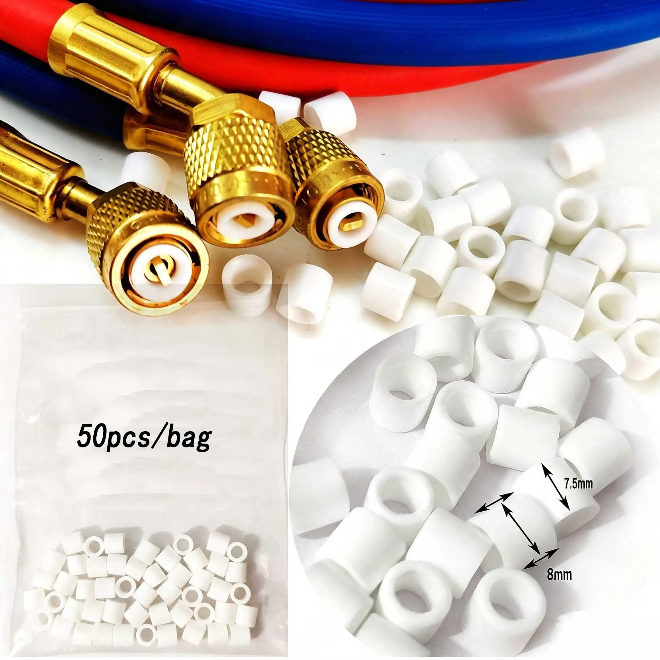 50pcs/set Air Conditioning Charging Hose 1/4'' 5/16'' 3/16'' Valve Gasket, Manifold Gasket For Repair Seal Kit Replacement