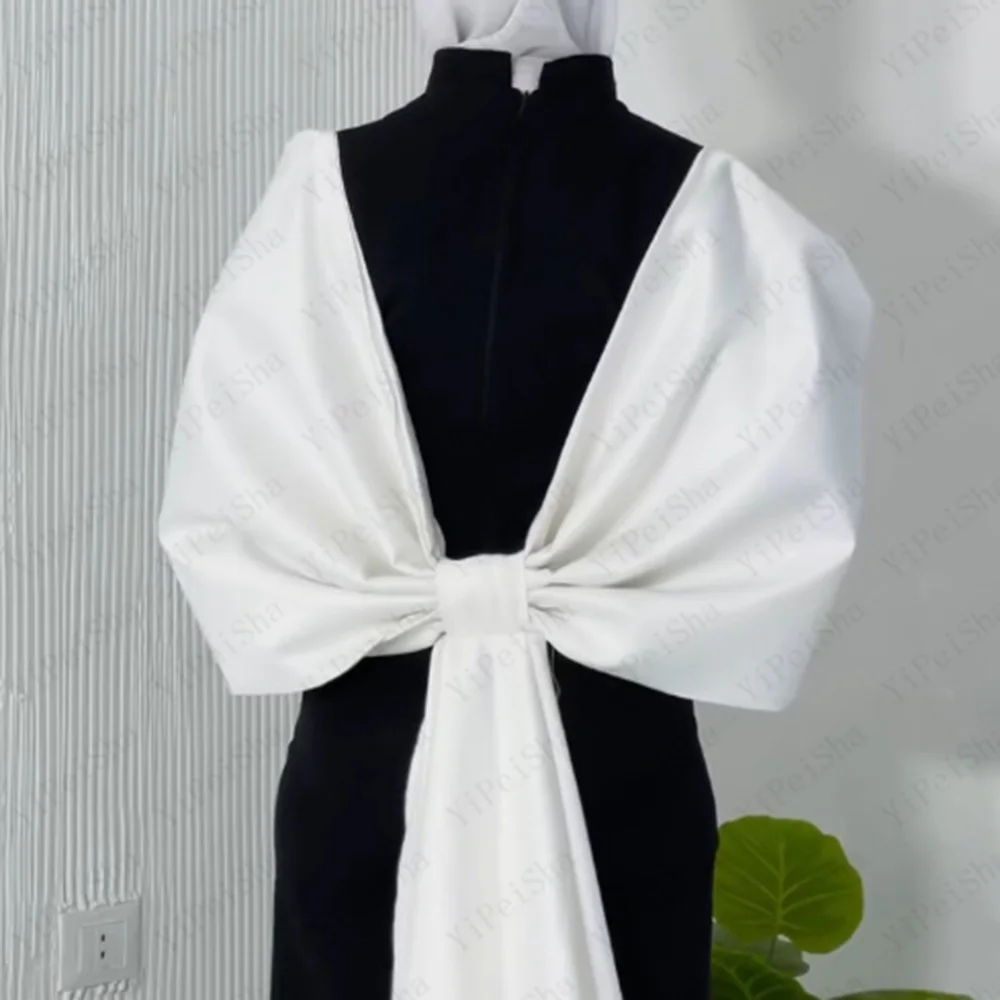 Maßgeschneiderte gerade Meerjungfrau-Abschlussballkleider, bodenlang, Stehkragen, volle Ärmel, Abendkleid, modisches, mit Perlen verziertes, drapiertes Partykleid